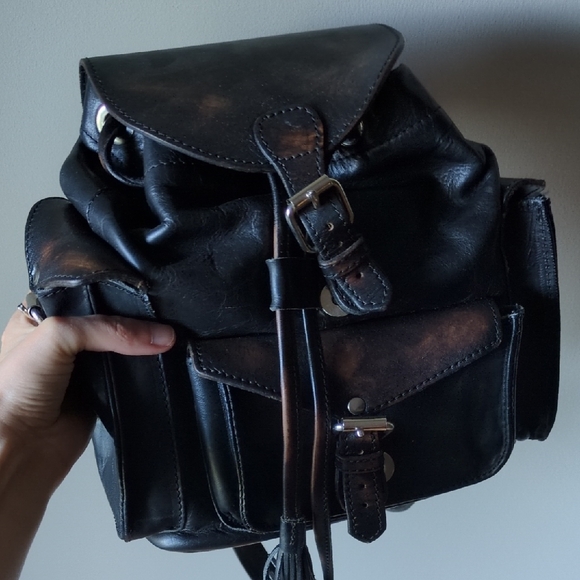 Freebird by Steven Handbags - Freebird 100% Leather Black and Brown Mini-Backpack